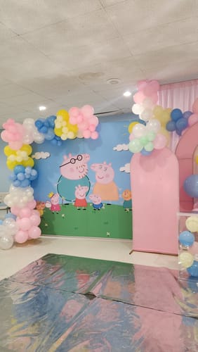 Customer photo review of 8x7.5ft Double-sided Tension Fabric Pillow Backdrop Cover and Stand