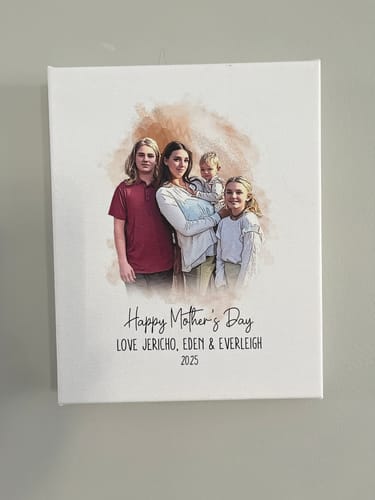 Customer photo review of 1st Mothers Day Gift | Personalized Watercolor Portrait Gift For New Mom