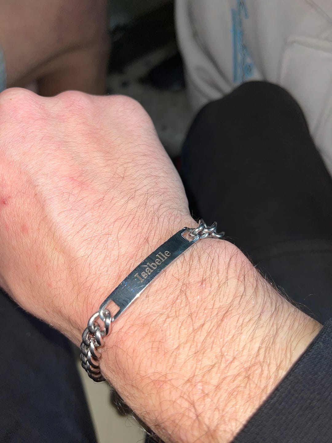 Customer photo review of Personalised Couple Link Chain Bracelets