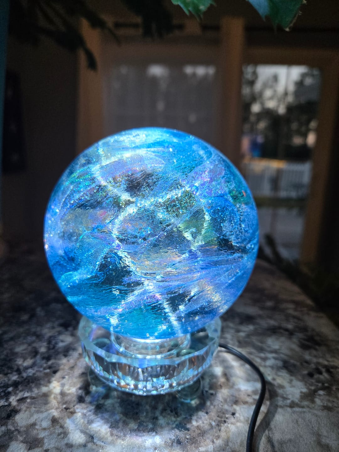 Customer photo review of Dichroic Explosion Orb with Cremation Ash