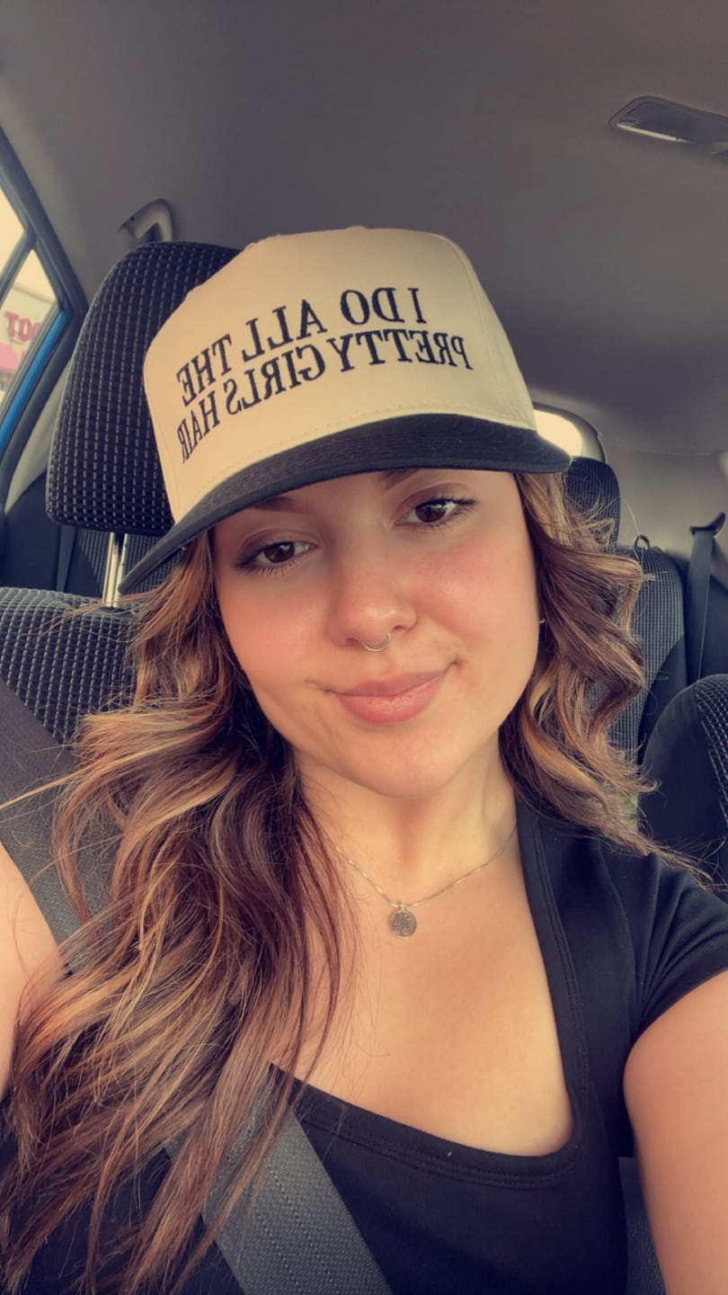 Customer photo review of I do all the pretty girls hair - Trucker Hat