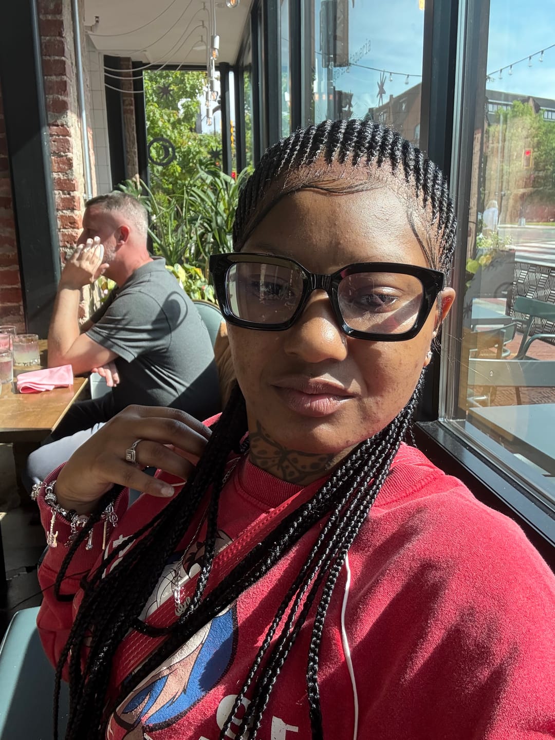 Customer photo review of Black cornrow braided wig