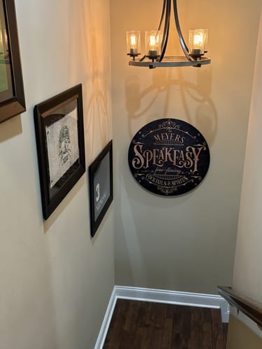 Customer photo review of Speakeasy Sign Circle - Bourbon Whiskey Bar Signs