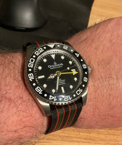 Customer photo review of Oceaneva Men's GMT TITANIUM Automatic Deep Marine Explorer 1250M Black Ceramic Bezel Watch