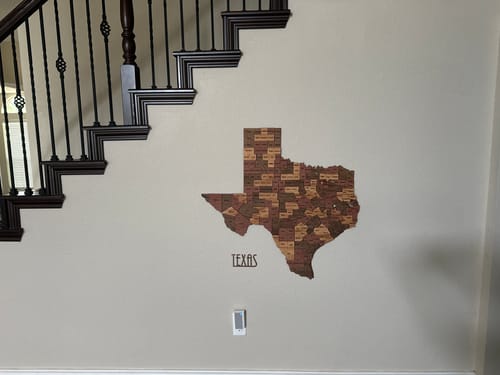 Customer photo review of 3D Wooden Texas Map A Unique USA Traveller's Home Decor Gift