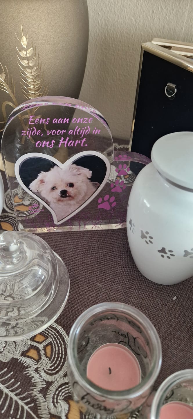 Customer photo review of Eens aan mijn zijde - Gepersonaliseerd glazen hart