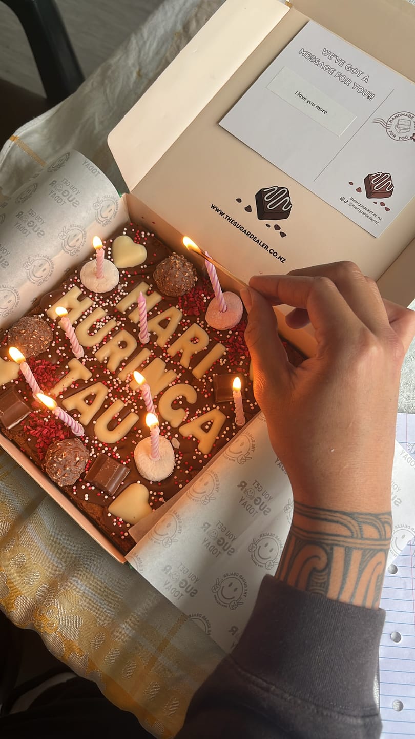Customer photo review of Custom message heart brownie