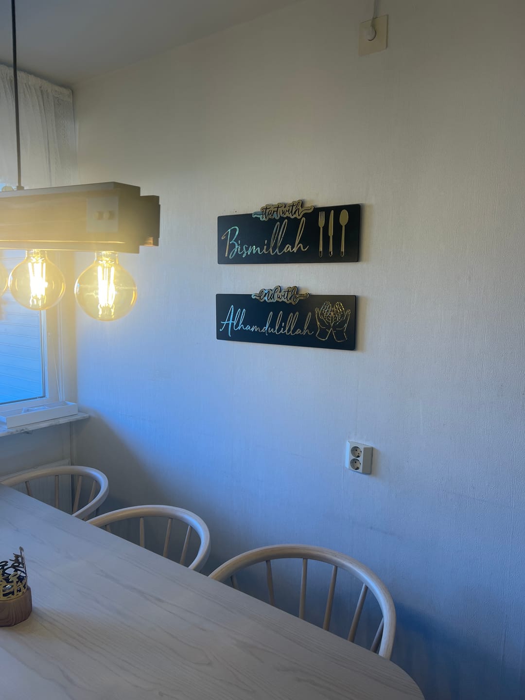Customer photo review of Start with Bismillah, End with Alhamdulillah Wooden Islamic Wall Art
