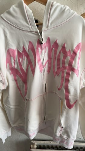 Customer photo review of Revenge Xxxtentacion Kill Contrast Zip Up Hoodie White/Pink