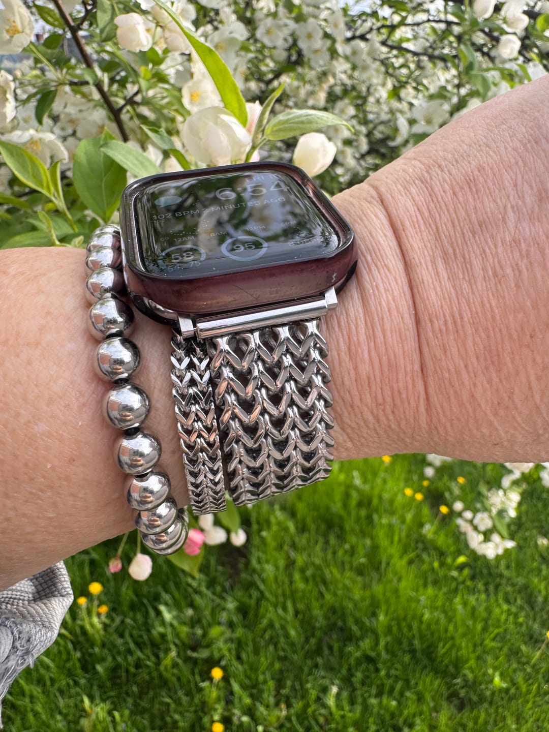 Customer photo review of Nakia Stainless Steel Beaded Bracelet