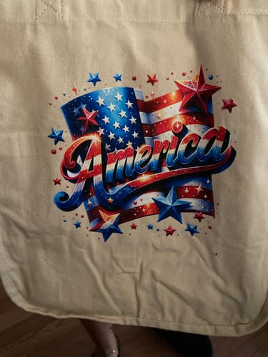 Customer photo review of America US Flag With Stars 4th Of July DTF Transfer