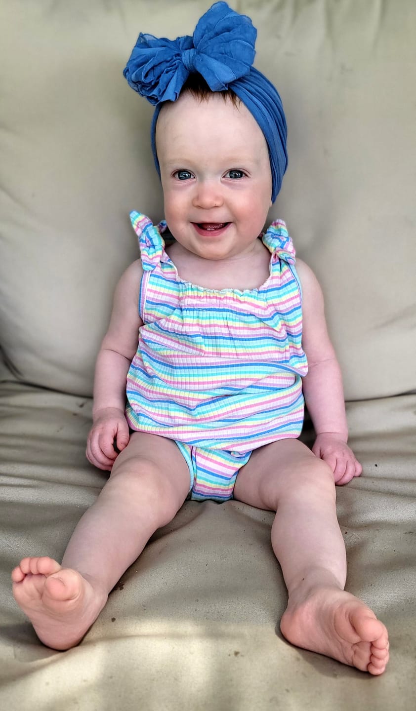 Customer photo review of Ruffled Headband- Denim