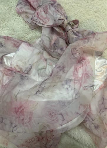 Customer photo review of Floral Print Halter Ruffles Dresses Women's Elegant Backless Sleeveless Bow Lace Up Mini Dress 2025 Summer New Lady Party Robes