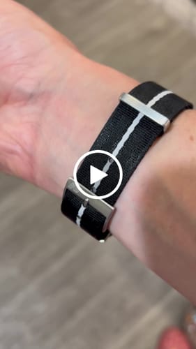 Customer video review of Black Nylon Watch Strap with White Stripe