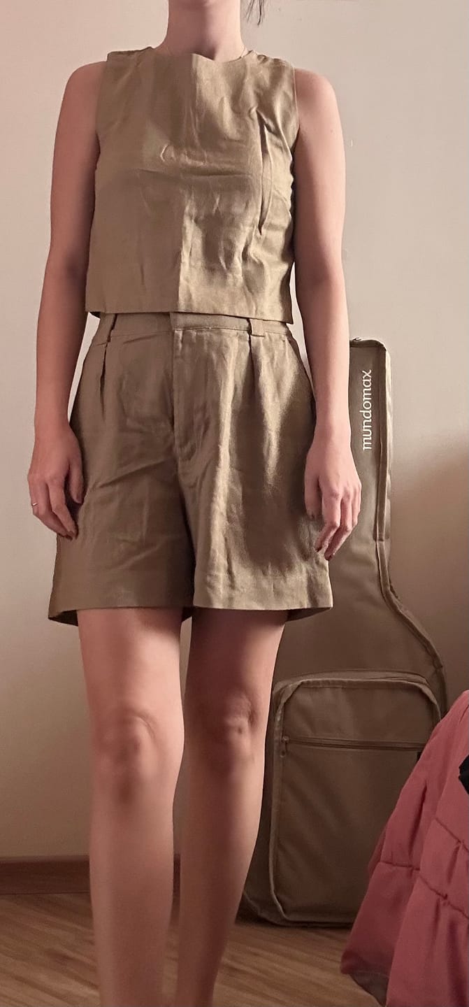 Customer photo review of Shorts Angico Marrom Claro