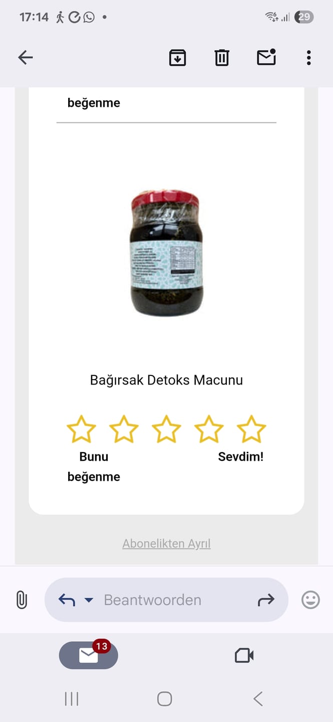 Customer photo review of Bağırsak Detoks Macunu