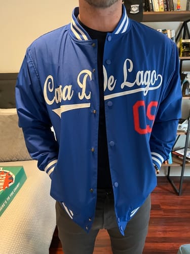 Customer photo review of Custom Black White-Gray Letterman Solider Classic Style Varsity Full-Snap Jacket