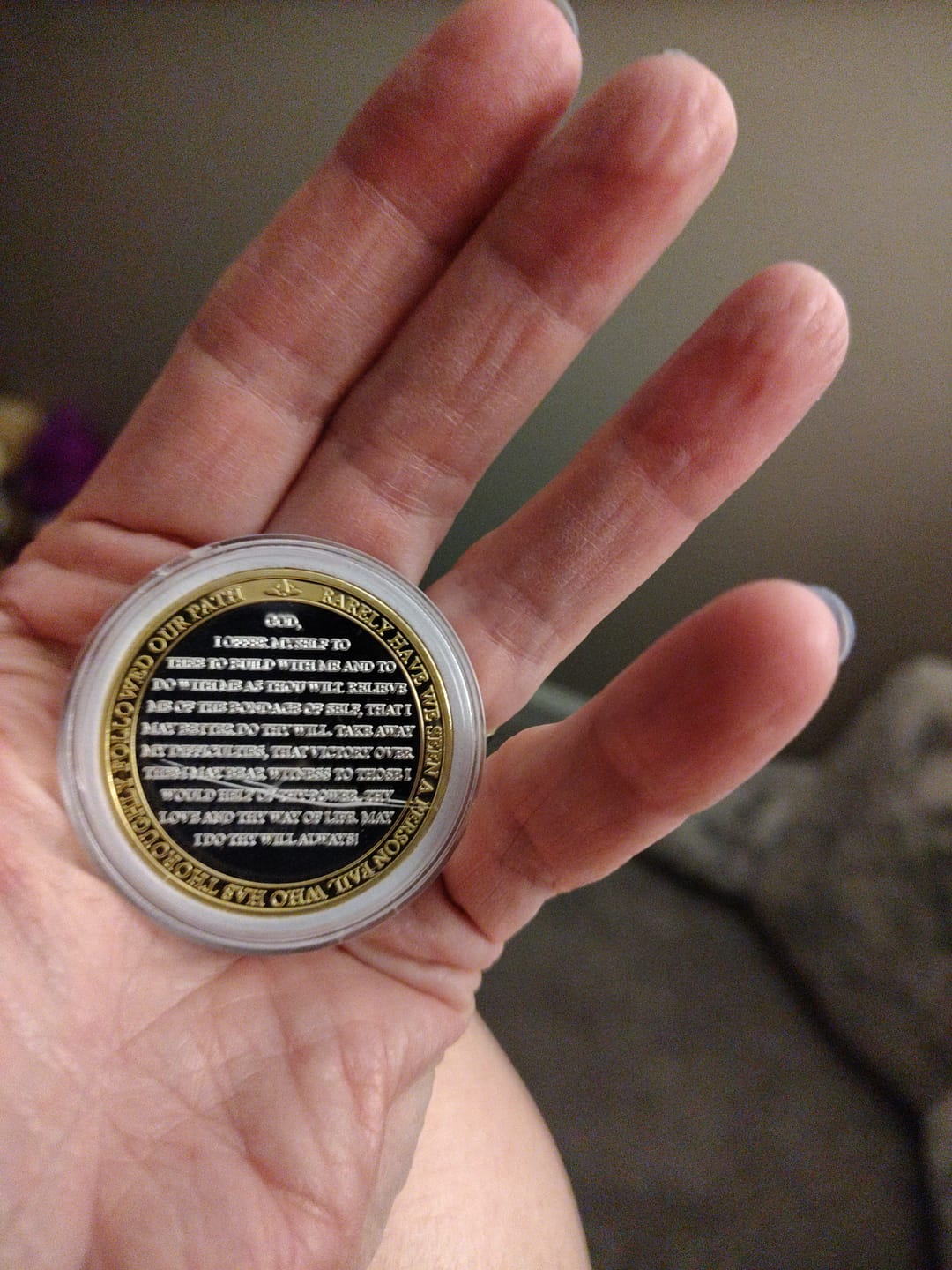 Customer photo review of 43 Year 40mm Gold & Silver AA Medallion - Bi-Plate Fancy Forty-Three Year Chip/Coin