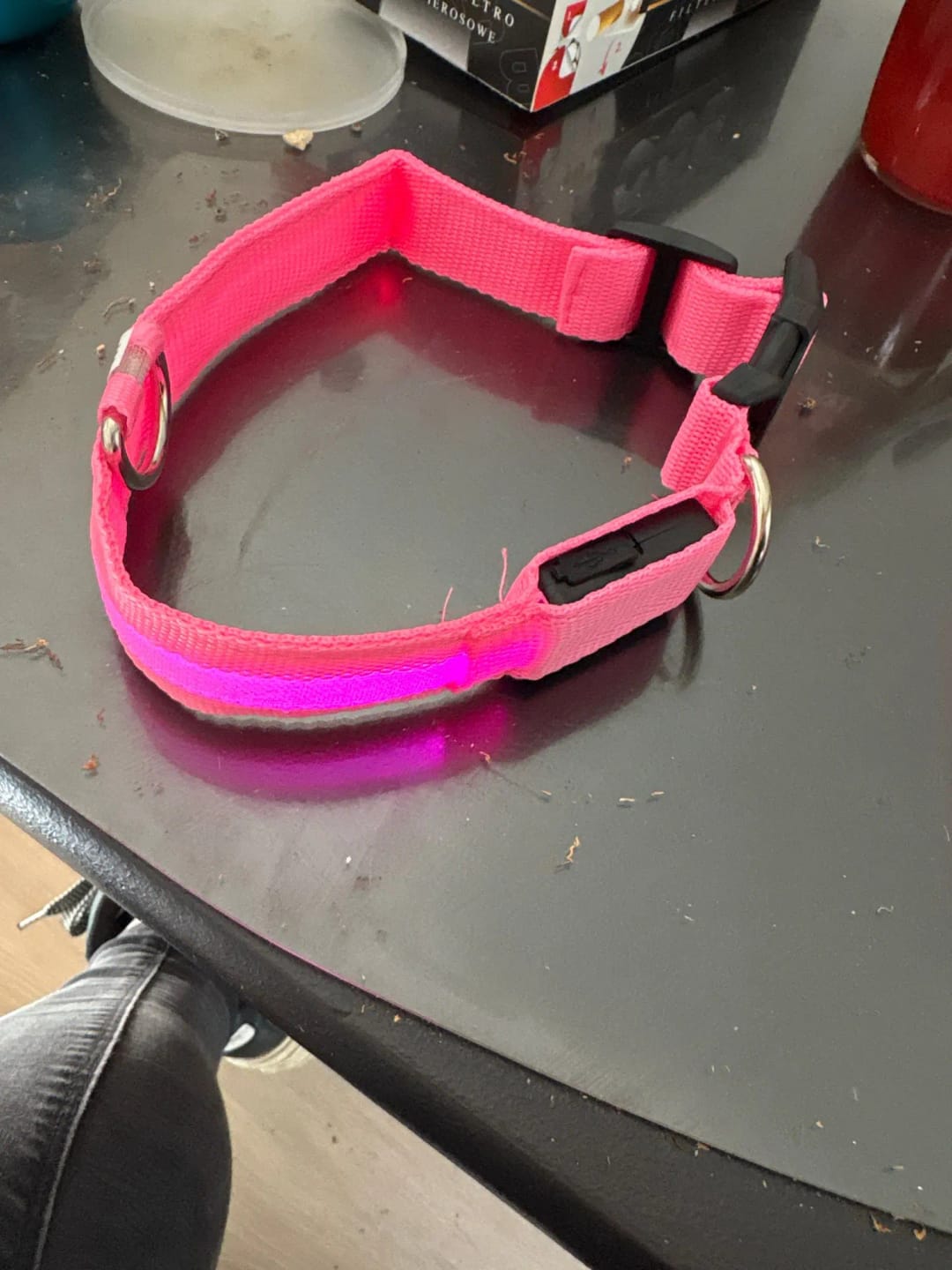 Customer photo review of LED Glowing Dog Collar Adjustable Flashing Rechargea Luminous Collar Night Anti-Lost Dog Light HarnessFor Small Dog Pet Products
