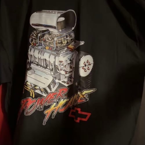 Customer photo review of Power House Chevy Blown Big Block 2 Side T-Shirt/Sweatshirt/Hoodi
