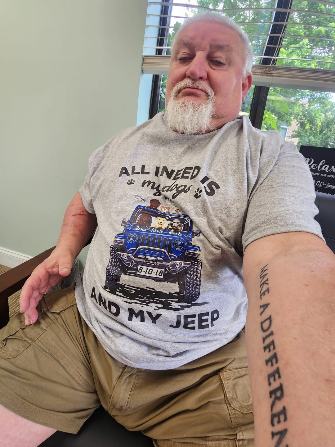 Customer photo review of JP Girl Personalized Shirt All I Need Is My Dogs and My JP CTM00