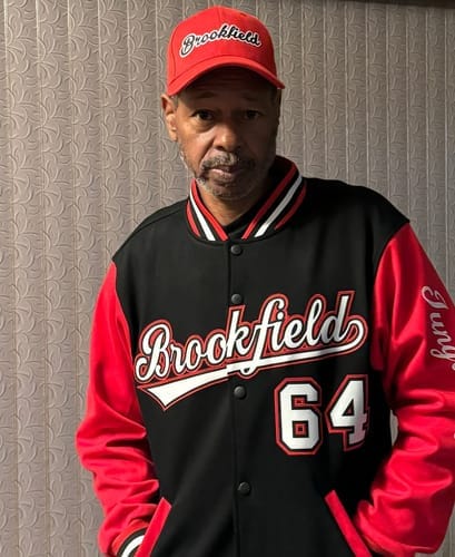 Customer photo review of Custom Purple Gold Color Block Varsity Full-Snap Letterman Jacket Hoodie