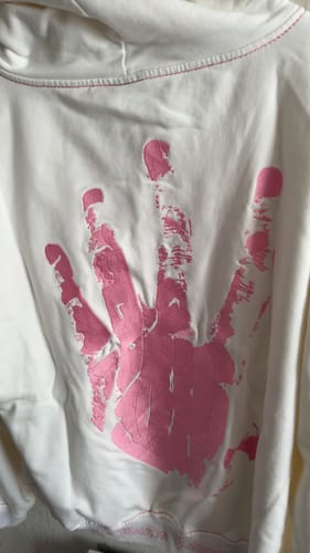 Customer photo review of Revenge Xxxtentacion Kill Contrast Zip Up Hoodie White/Pink