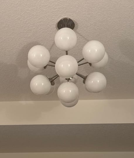 Customer photo review of Shine Lustre Opal Glass Bubble Sputnik Semi Flush Chandelier