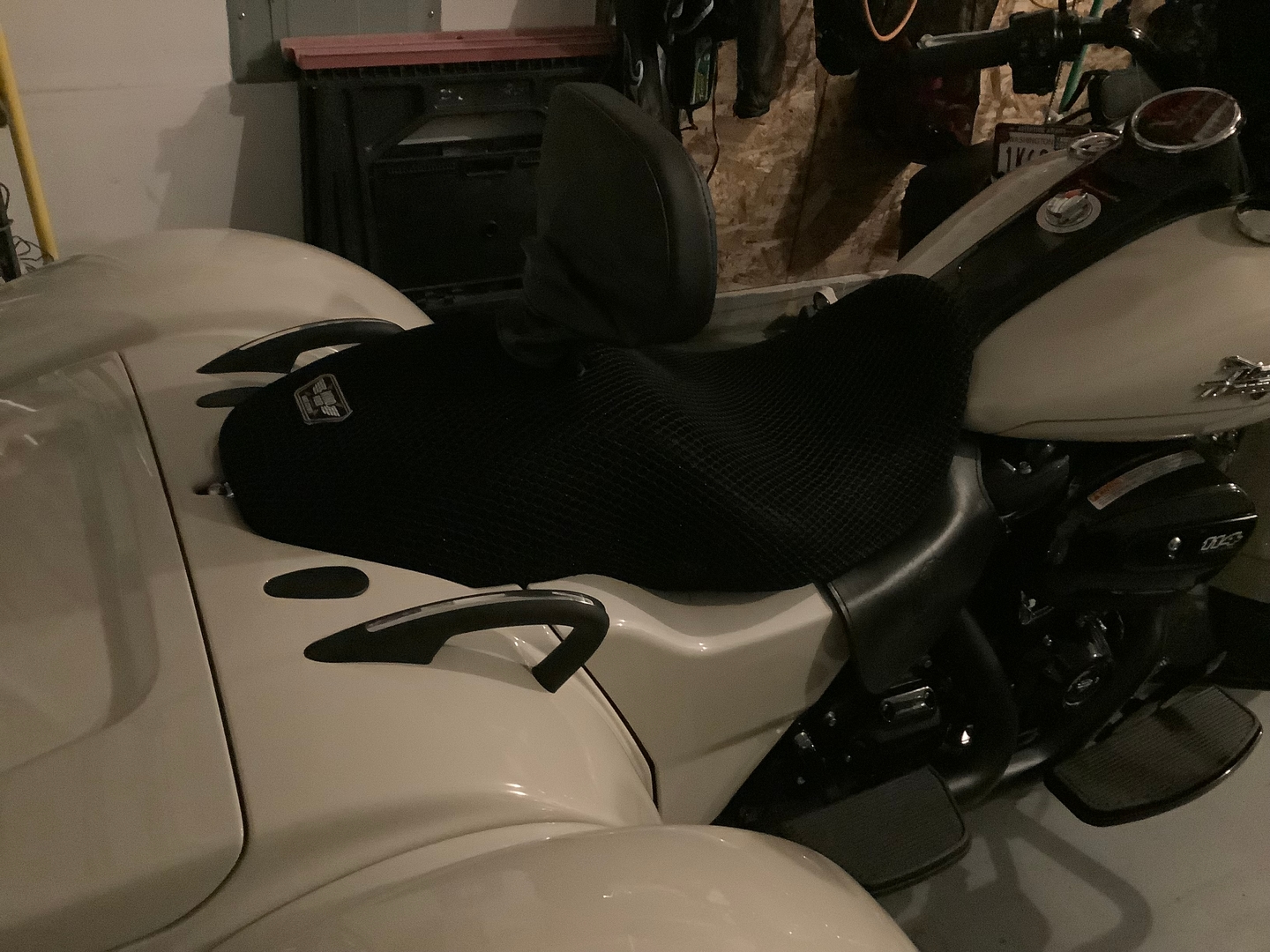 Wind Rider mesh seat cover on a Harley Davidson Freewheeler