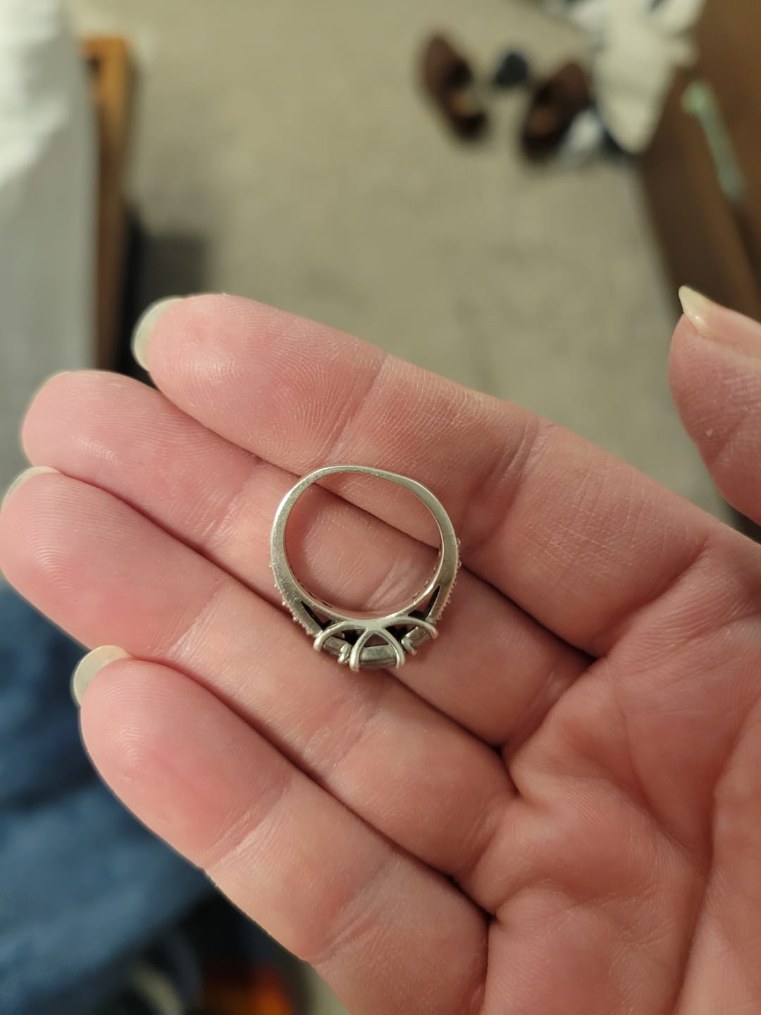 Customer photo review of 3-Stone 1.6ct Princess CZ Ring in Sterling Silver