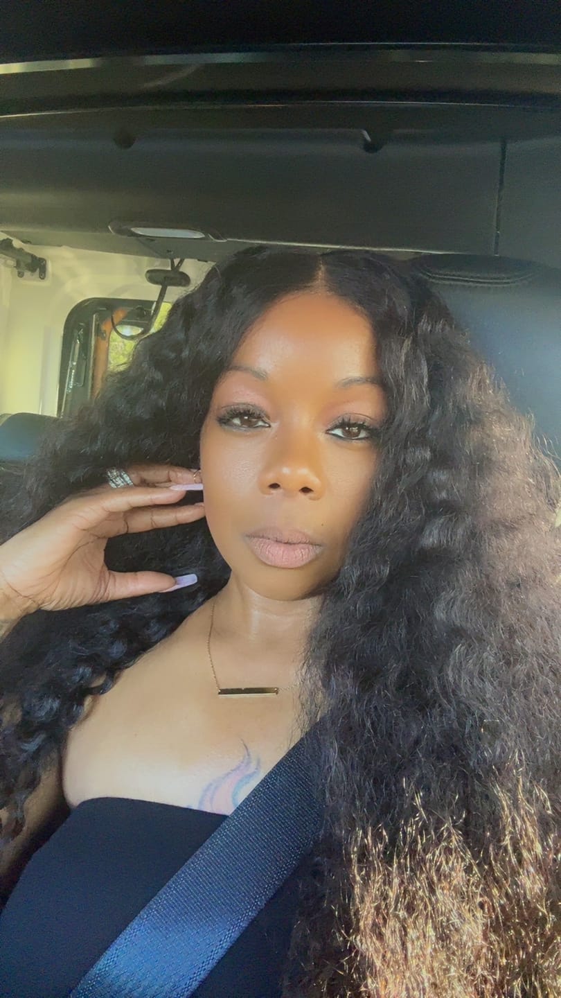 Customer photo review of Wavymy Pre-Bleached HD Lace Wear & Go Pre-Cut Wigs Dome Cap Glueless Water Wave 6x4 Lace Closure Wig 180% Density