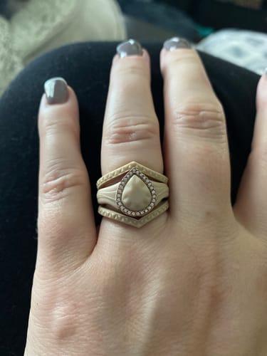 Customer photo review of New! Pear Silicone Ring with Metal Frame and Stones