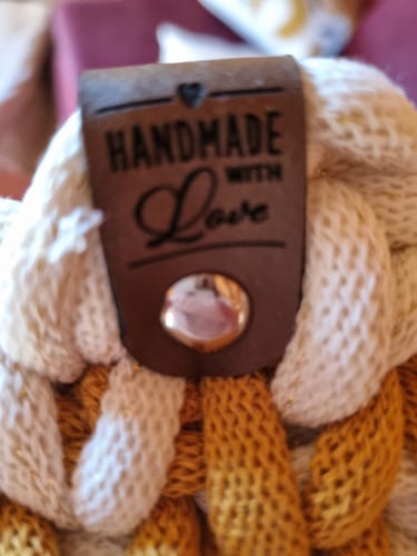 Customer photo review of Label-Set "Handmade With Love" Kunstleder Label für Häkelkörbe, Label aus Kunstleder - CS0050