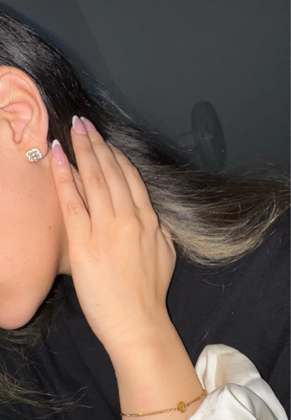 Customer photo review of Augustina Silver Crystal Earrings