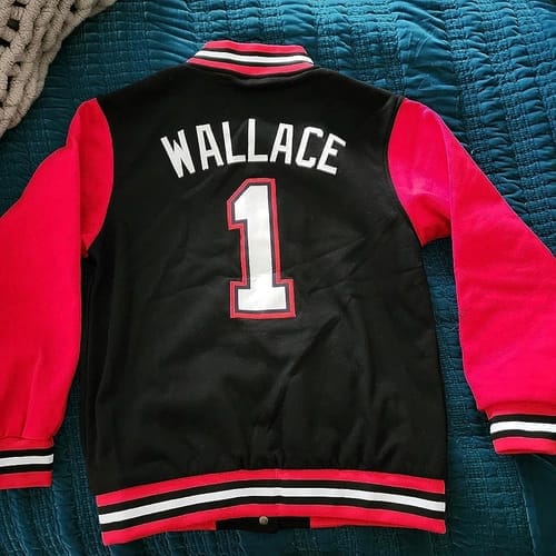 Customer photo review of Custom Black Black-Old Gold Varsity Full-Zip Letterman Bomber Jacket