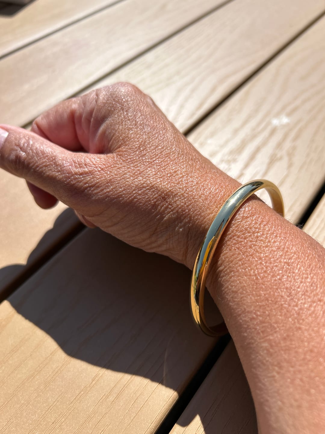 Customer photo review of Classic Chunky Gold Bangle