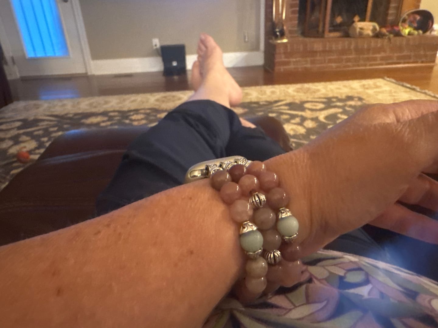 Customer photo review of Dusky Rose Stretch Apple Watch Strap
