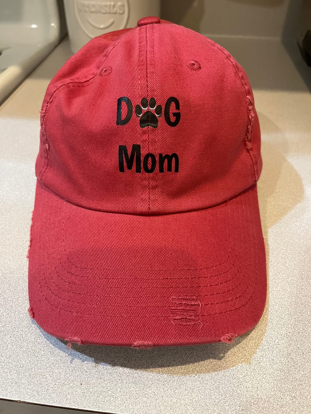 Customer photo review of Baseball Cap Unisex Distressed Dog Mom Design