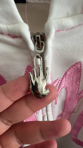 Customer photo review of Revenge Xxxtentacion Kill Contrast Zip Up Hoodie White/Pink