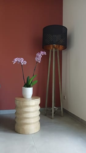 Customer photo review of SANTIAGO - Pouf bout de canapé en bois massif avec rangement