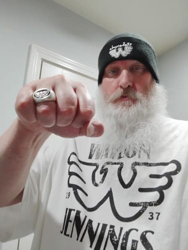 Customer photo review of Waylon Jennings Flying W Ring - Sterling Silver or Bronze