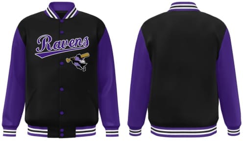 Customer photo review of Custom Purple Gold Color Block Varsity Full-Snap Letterman Jacket Hoodie