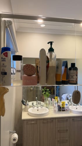 Customer photo review of Clear Acrylic Shower Shelf