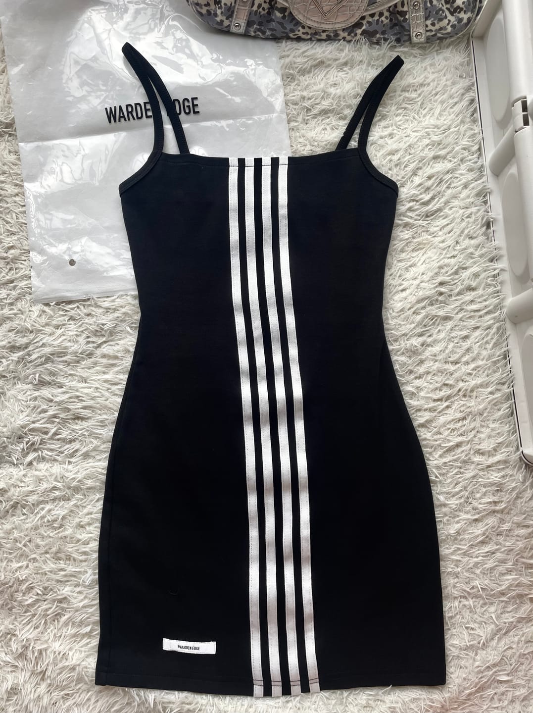 Customer photo review of WARDEN EDGE Triple Stripe Minimalist Bodycon Dress