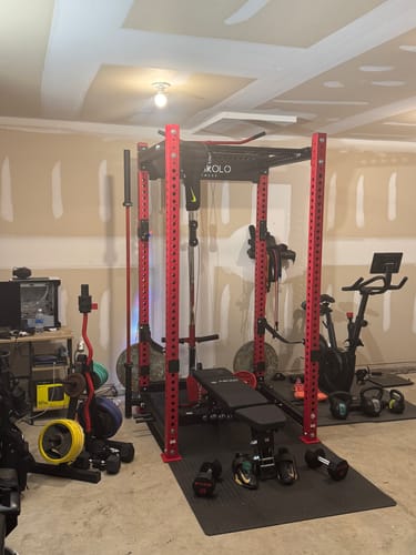 Customer photo review of P5 Four Post Power Rack Builder(3‘’×3‘’, 1" Holes, 90‘’H x 44‘’D)