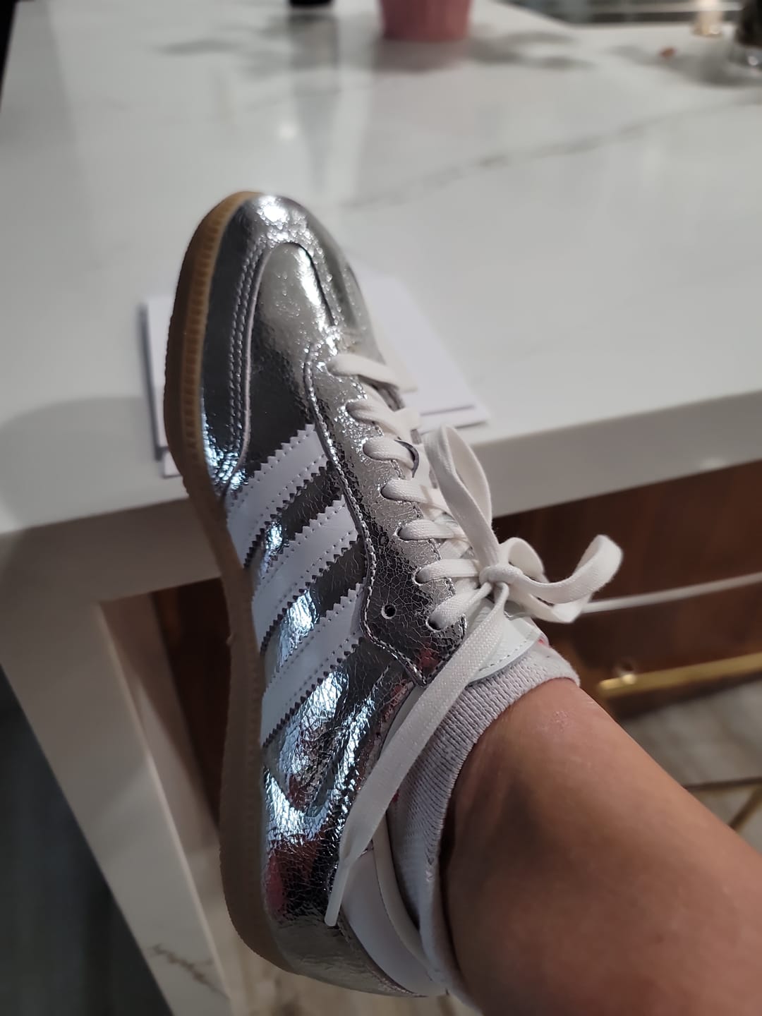 Customer photo review of adidas Samba OG Silver Metallic Cracked Leather Women's