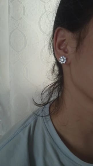 Customer photo review of Andora Silver Crystal Earrings