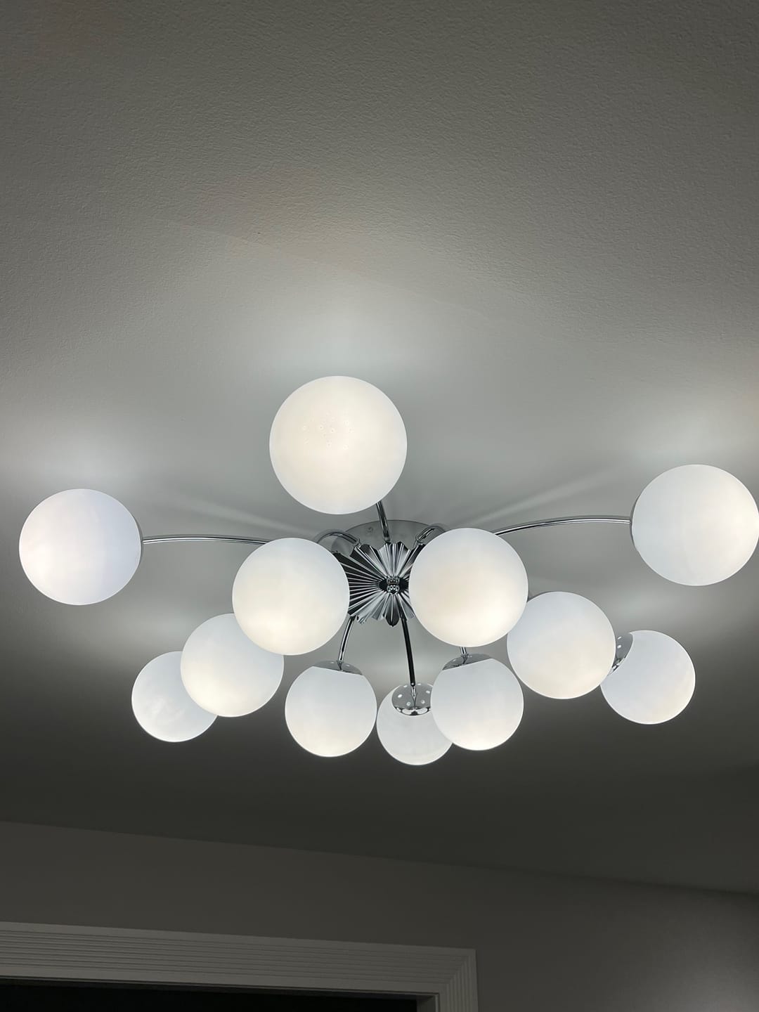 Customer photo review of Blossom 12-Light Opal Glass Bubble Semi Flush Chandelier