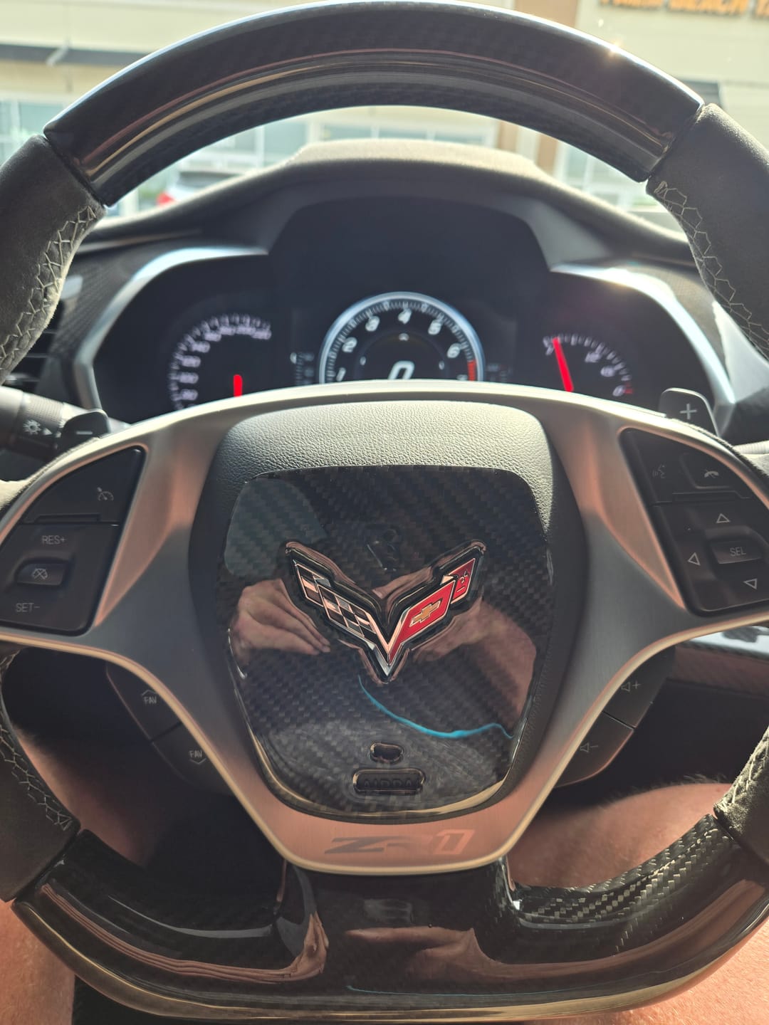 Customer photo review of C7 Corvette Carbon Fiber Center Steering Wheel Overlay 2014-2019
