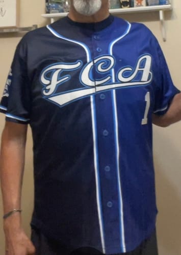 Customer photo review of Custom Navy White-Black Gradient Fashion Authentic Baseball Jersey
